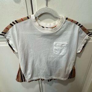 Burberry girls size 6 white cotton shirt with plaid back